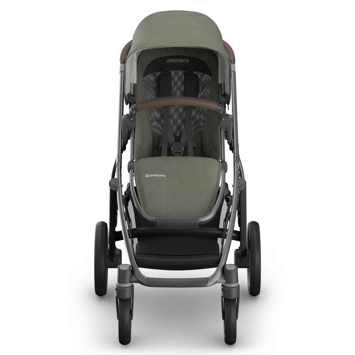 UPPAbaby Vista V3 Single-to-Double Stroller - Evelyn (Meadow Green / Graphite Frame / Chestnut Leather)