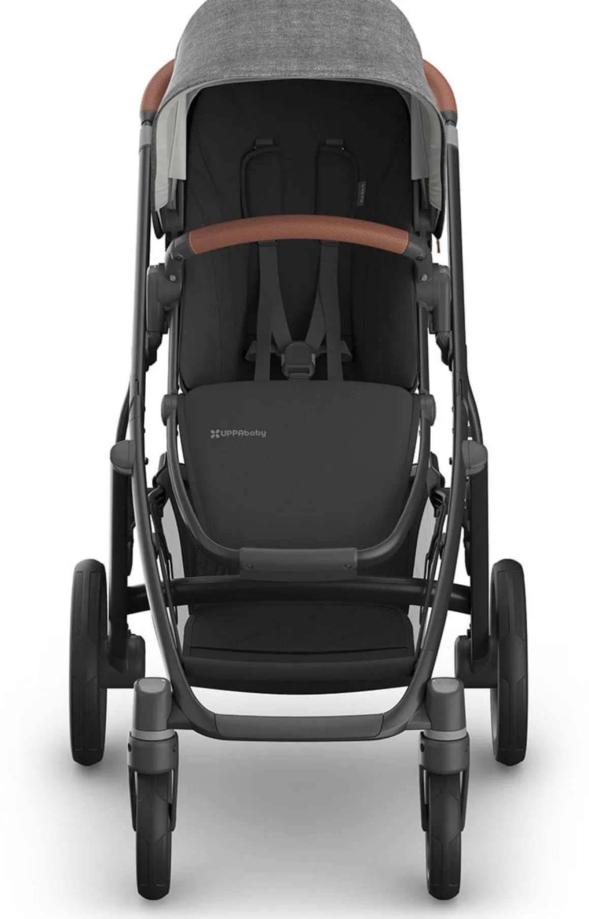 UPPAbaby Vista V3 Single-to-Double Stroller - Greyson (Charcoal Melange / Carbon Frame / Saddle Leather)