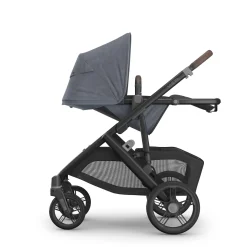 UPPAbaby Vista V3 Single-to-Double Stroller - Julian (Dusty Blue Melange / Carbon Frame / Chestnut Leather)