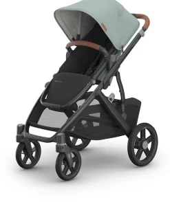 UPPAbaby Vista V3 Single-to-Double Stroller - Kenzi (Mystic Aqua / Carbon Frame / Saddle Leather)