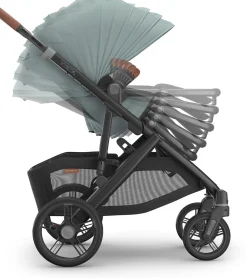 UPPAbaby Vista V3 Single-to-Double Stroller - Kenzi (Mystic Aqua / Carbon Frame / Saddle Leather)