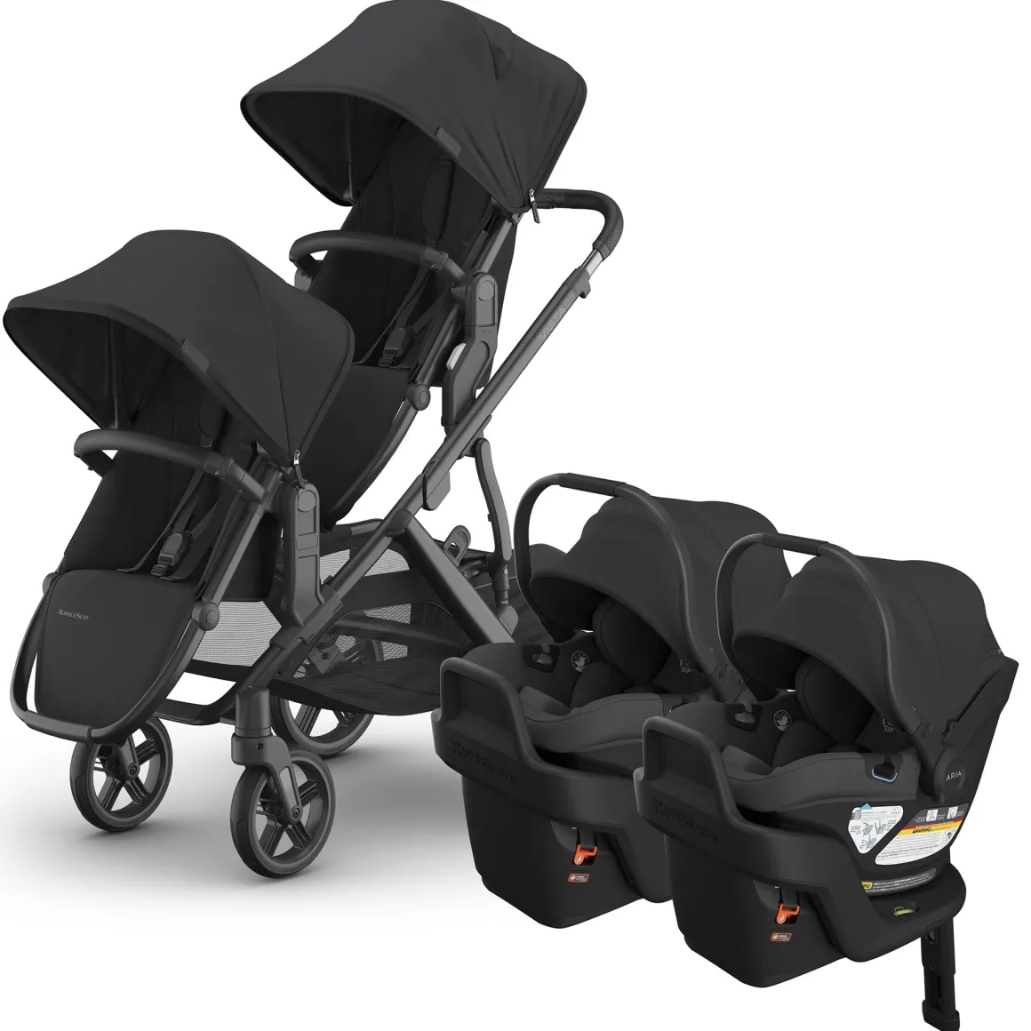 UPPAbaby Vista V3 Twin Stroller with RumbleSeat V3 + Aria V2 Travel System Bundle - Jake / Jake