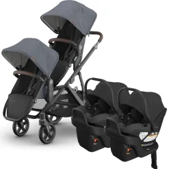 UPPAbaby Vista V3 Twin Stroller with RumbleSeat V3 + Aria V2 Travel System Bundle - Julian / Jake