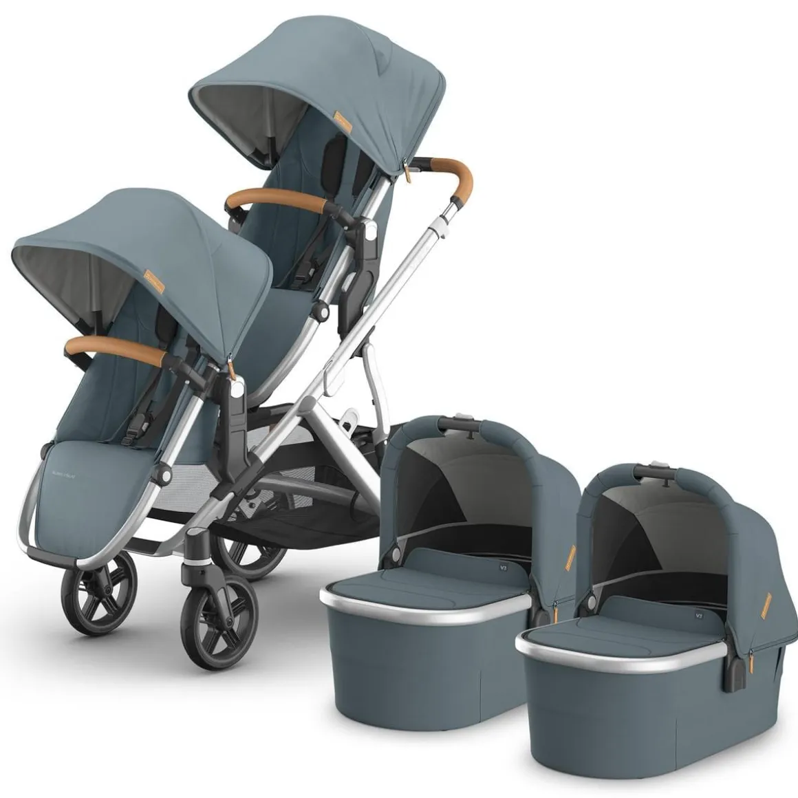 UPPAbaby Vista V3 Twin Stroller with RumbleSeat V3 + Bassinet Bundle - Callum