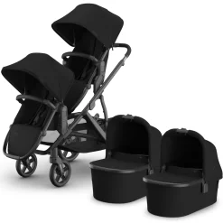 UPPAbaby Vista V3 Twin Stroller with RumbleSeat V3 + Bassinet Bundle - James