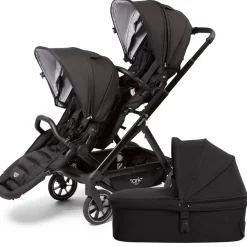 Valco Ark Double Stroller + Bassinet Bundle - Black