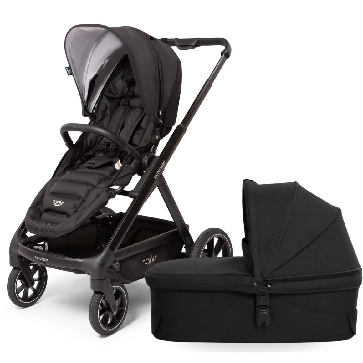 Valco Ark Single Stroller + Bassinet Bundle - Black