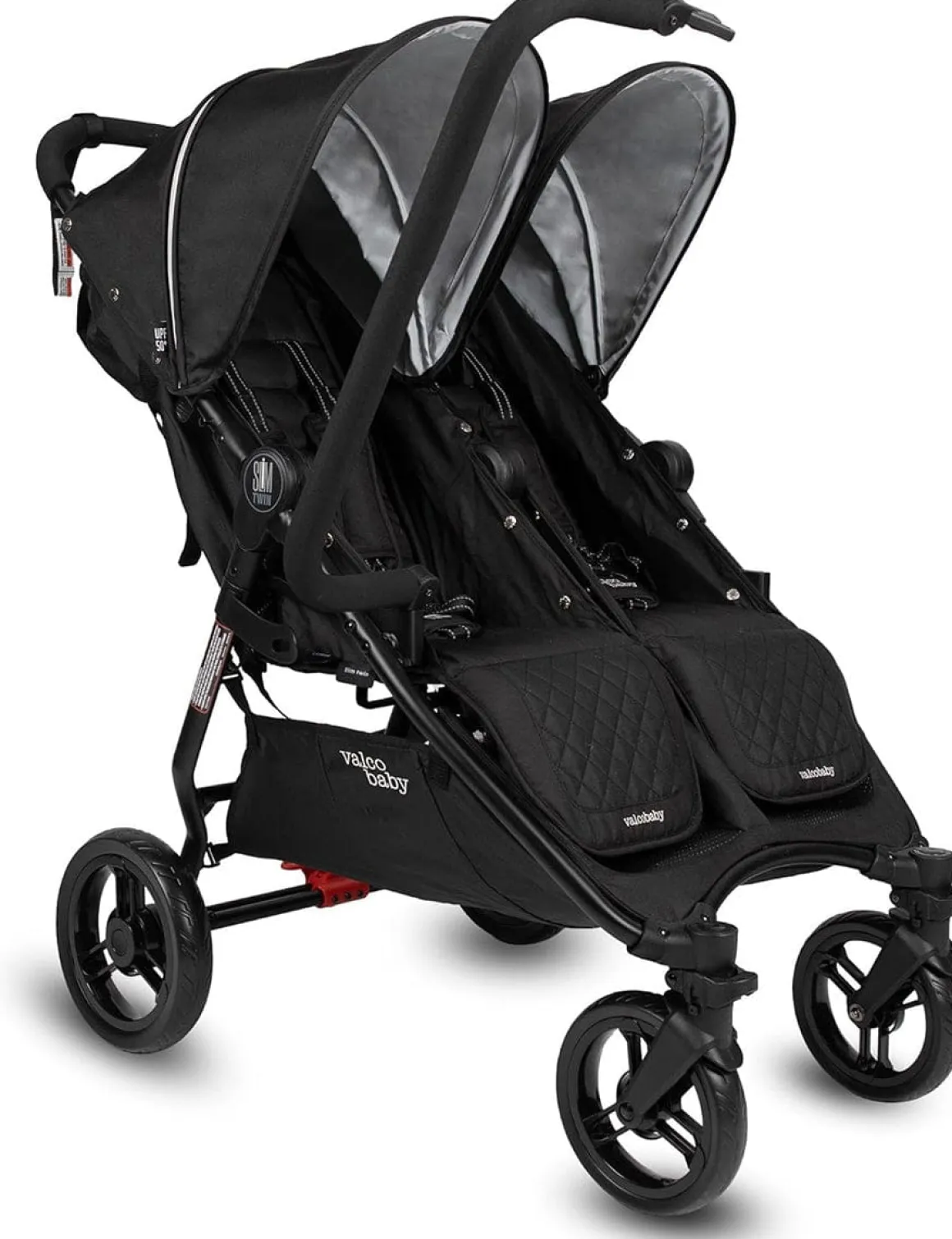 Valco Slim Twin Side By Side Double Stroller - Licorice