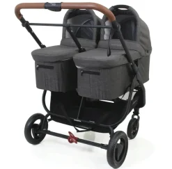 Valco Trend Duo Twin Side by Side Double Stroller + Bassinet Bundle Black / Black