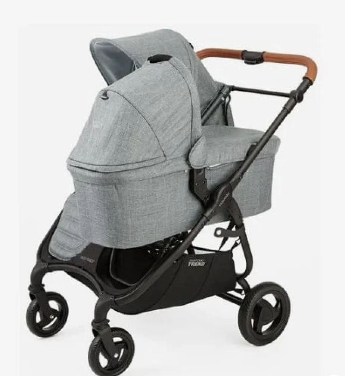 Valco Trend Duo Twin Side by Side Double Stroller + Bassinet Bundle Denim / Denim