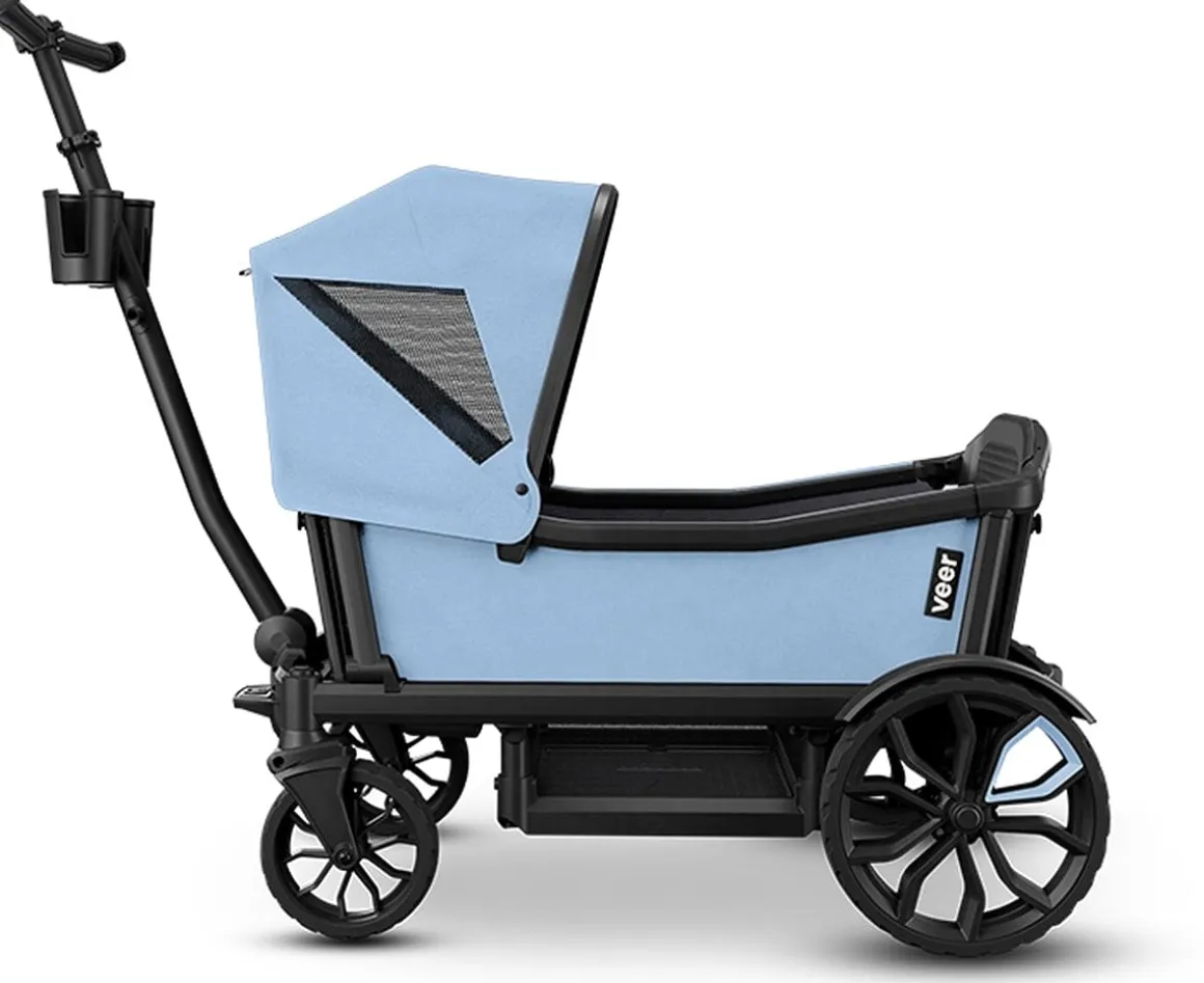 Veer All-Terrain Cruiser XL (4 Seater) Stroller Wagon + Sidewall Kit + Canopy Bundle - Blue Beryl