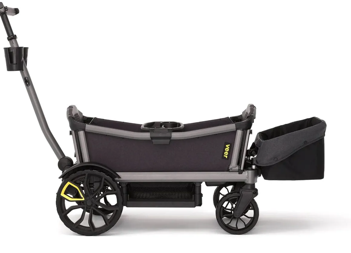 Veer Cruiser City (2 Seater) Stroller Wagon + Basket Bundle - Grey