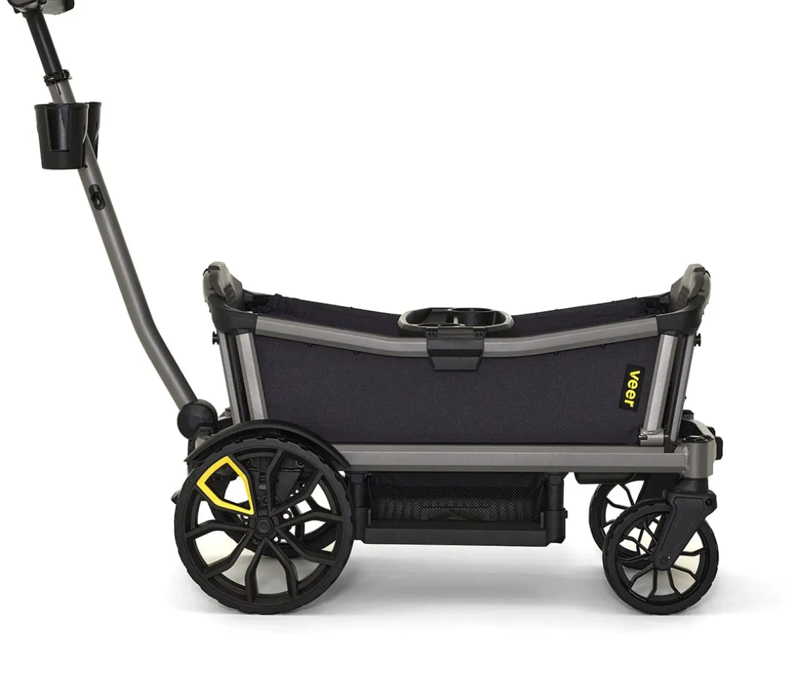 Veer Cruiser City (2 Seater) Stroller Wagon + Sidewall Kit + Canopy Bundle - Brown Mica