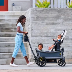 Veer Cruiser City (2 Seater) Stroller Wagon + Sidewall Kit + Canopy Bundle - Brown Mica