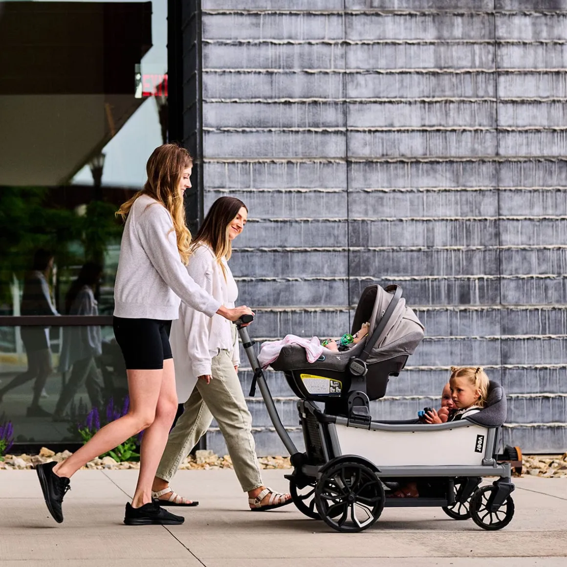 Veer Cruiser City XL (4 Seater) Stroller Wagon + Sidewall Kit + Canopy Bundle - Rose Quartz
