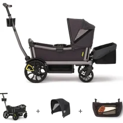 Veer Cruiser City XL Stroller Wagon + Canopy + Basket Bundle - Gray