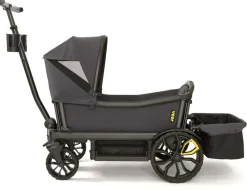 Veer Cruiser (2 Seater) Stroller Wagon + Canopy + Basket Bundle - Grey / Grey