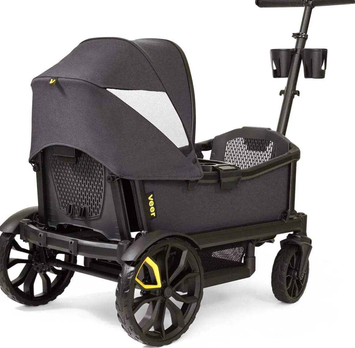 Veer Cruiser (2 Seater) Stroller Wagon + Sidewall Kit + Canopy Bundle - Brown Mica
