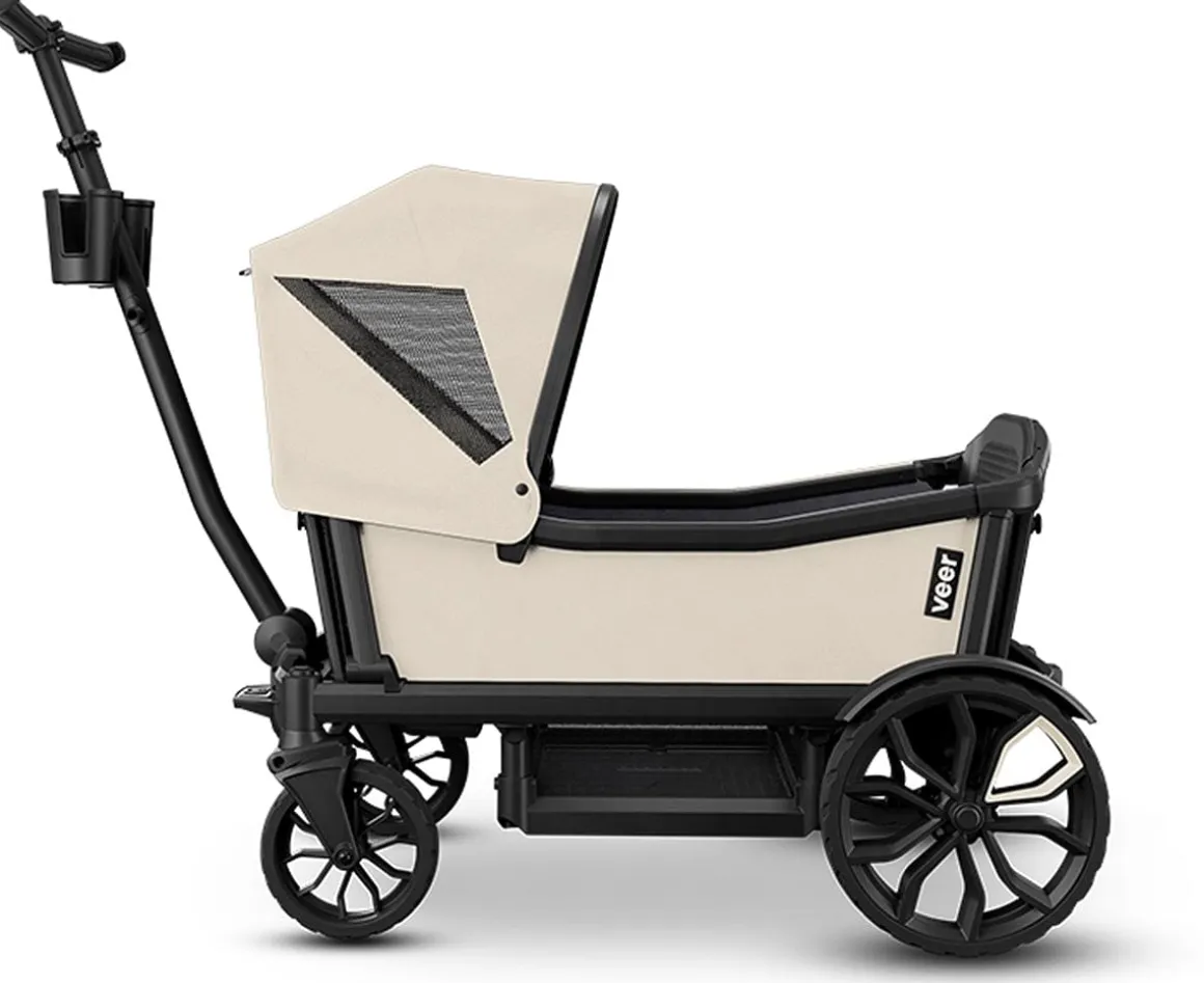Veer Cruiser (2 Seater) Stroller Wagon + Sidewall Kit + Canopy Bundle - Natural