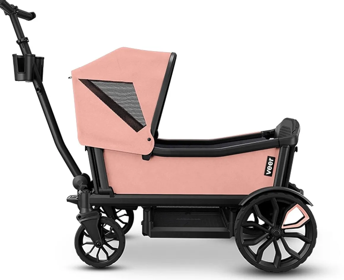 Veer Cruiser (2 Seater) Stroller Wagon + Sidewall Kit + Canopy Bundle - Rose Quartz
