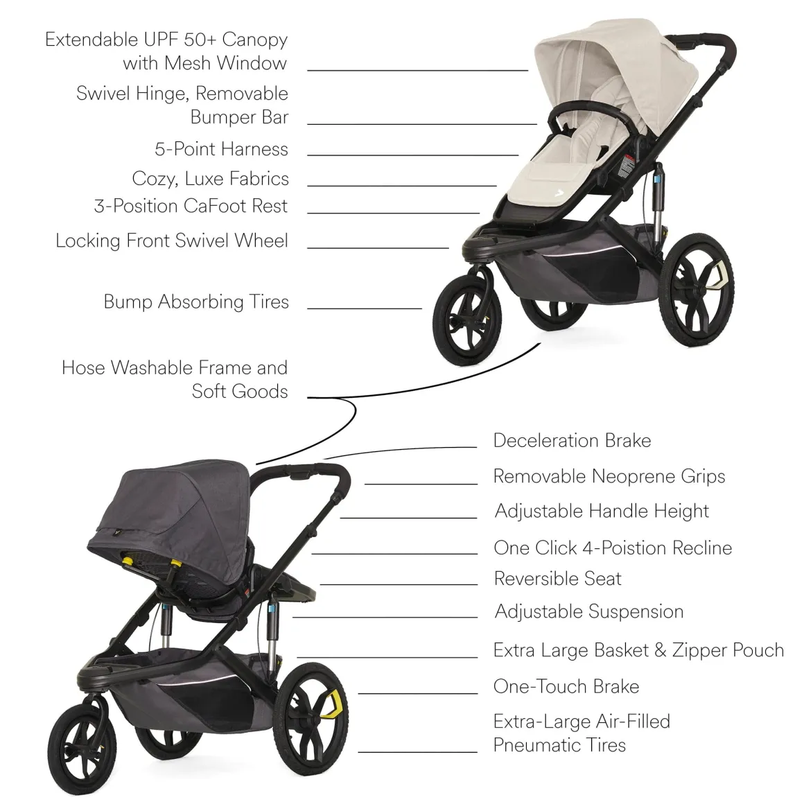 Veer Switch&Jog Luxe Stroller Bundle with Neoprene Kit - Natural