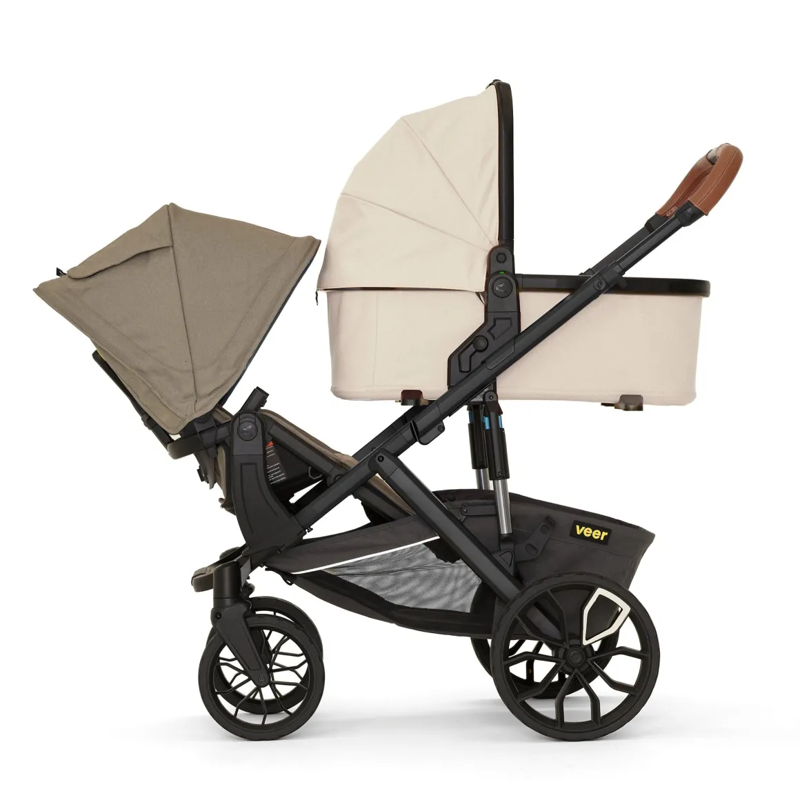 Veer Switch&Roll Luxe Single-to-Double Stroller Bundle with Leather Kit - Brown Mica (One Box)