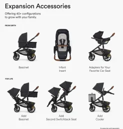 Veer Switch&Roll Luxe Single-to-Double Stroller Bundle with Leather Kit - Green Jasper