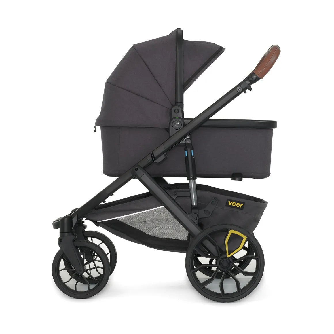 Veer Switch&Roll Luxe Single-to-Double Stroller with Leather Kit + Bassinet Bundle - Gray Granite
