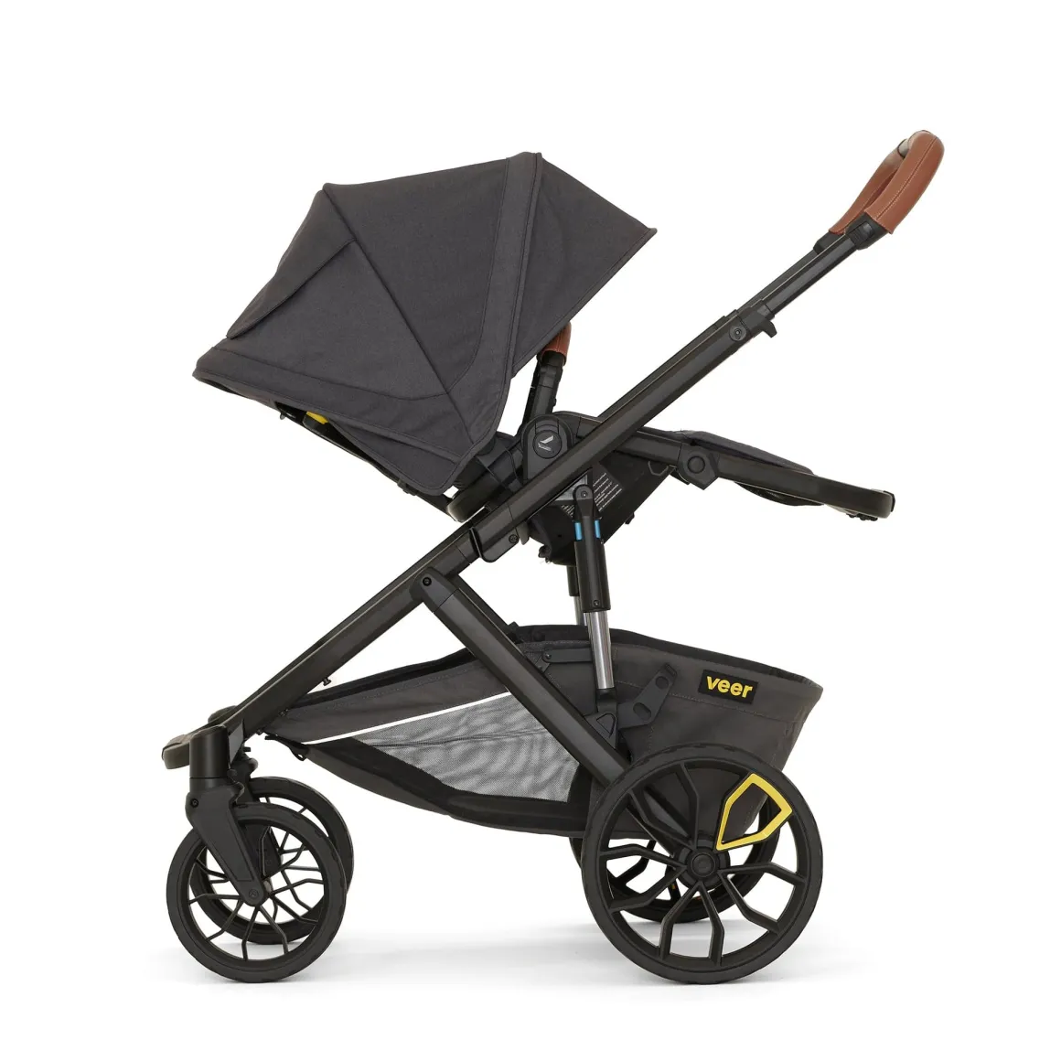 Veer Switch&Roll Luxe Single-to-Double Stroller with Leather Kit + Bassinet Bundle - Gray Granite