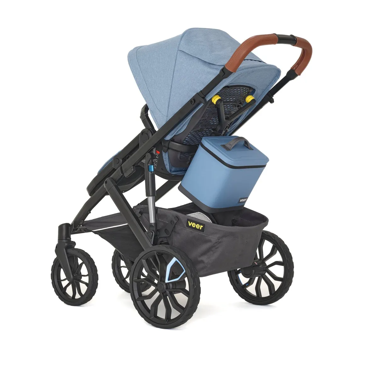 Veer Switch&Roll Luxe Single-to-Double Stroller with Leather Kit + Bassinet Bundle - Gray Granite