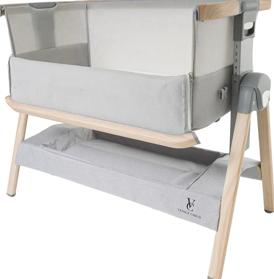 Venice Child California Dreaming Bedside Bassinet - Gray Wood