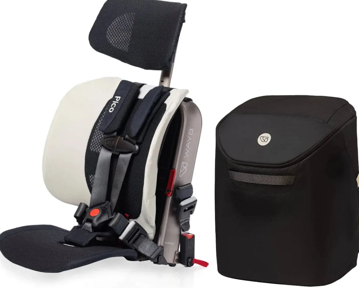 WAYB Pico Forward Facing Travel Car Seat + Carry Bag Bundle - Stardust / Onyx