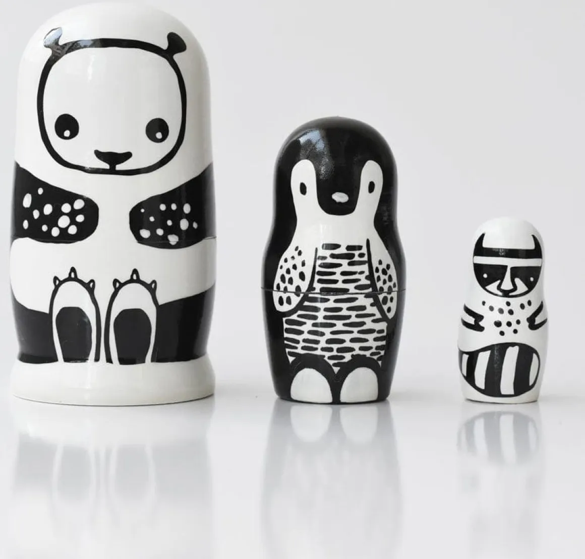 Wee Gallery Nesting Dolls - Black and White Animals