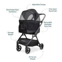 WonderFold Bella Pet Stroller - Graphite Black