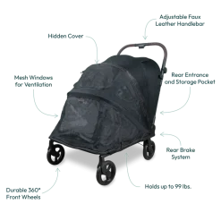 WonderFold Large Hudson Pet Stroller - Graphite Black