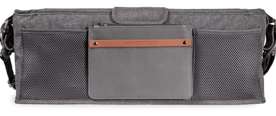 WonderFold Large Parent Console with 4 Insulated Cup Holders - Gray