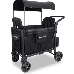 WonderFold W2 Elite Pro (2 Seater) Double Stroller Wagon - Jet Black