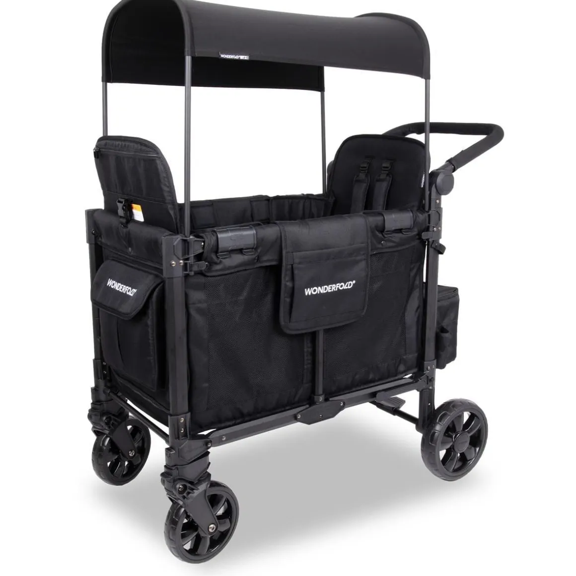 WonderFold W2 Elite Pro (2 Seater) Double Stroller Wagon - Jet Black