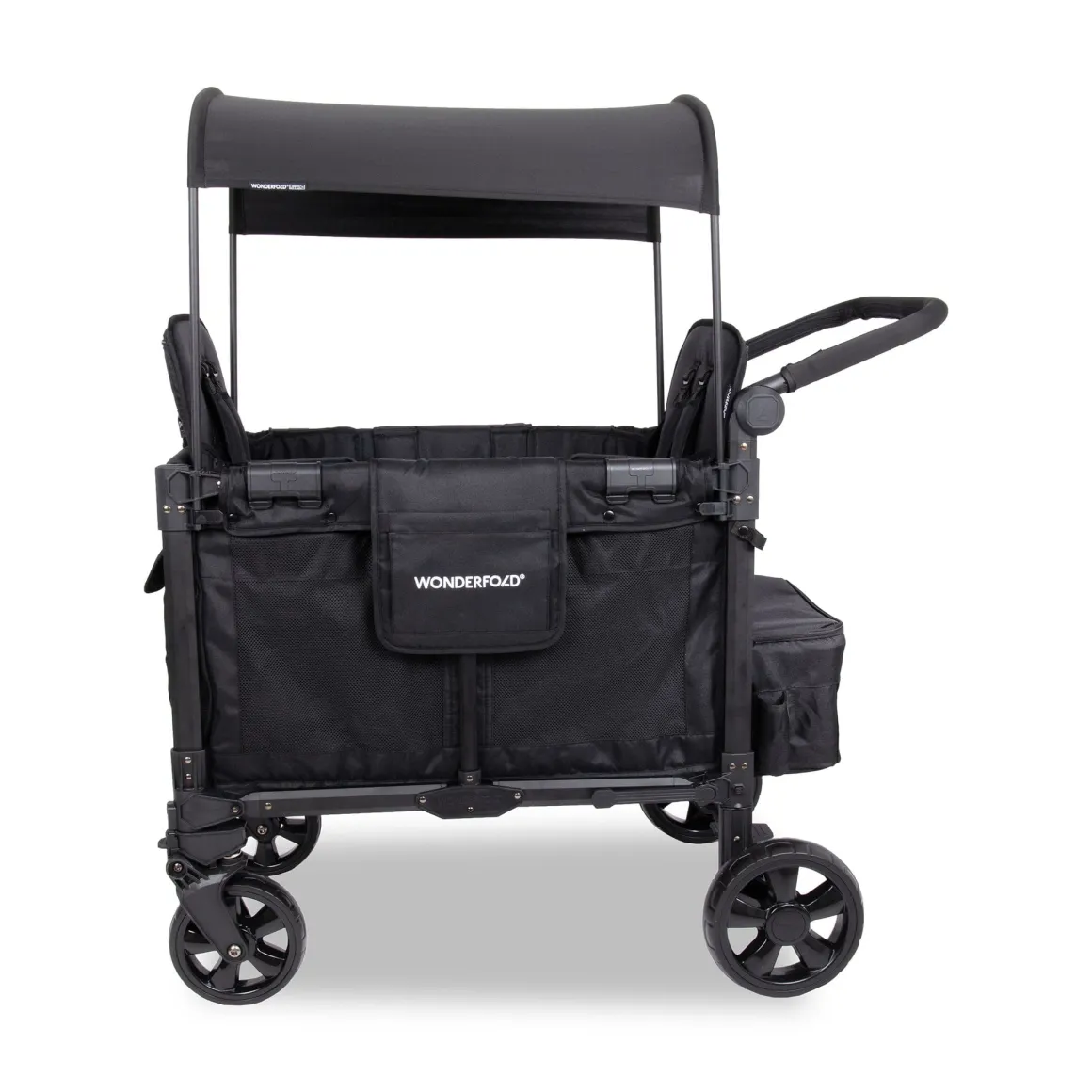 WonderFold W2 Elite Pro (2 Seater) Double Stroller Wagon - Jet Black