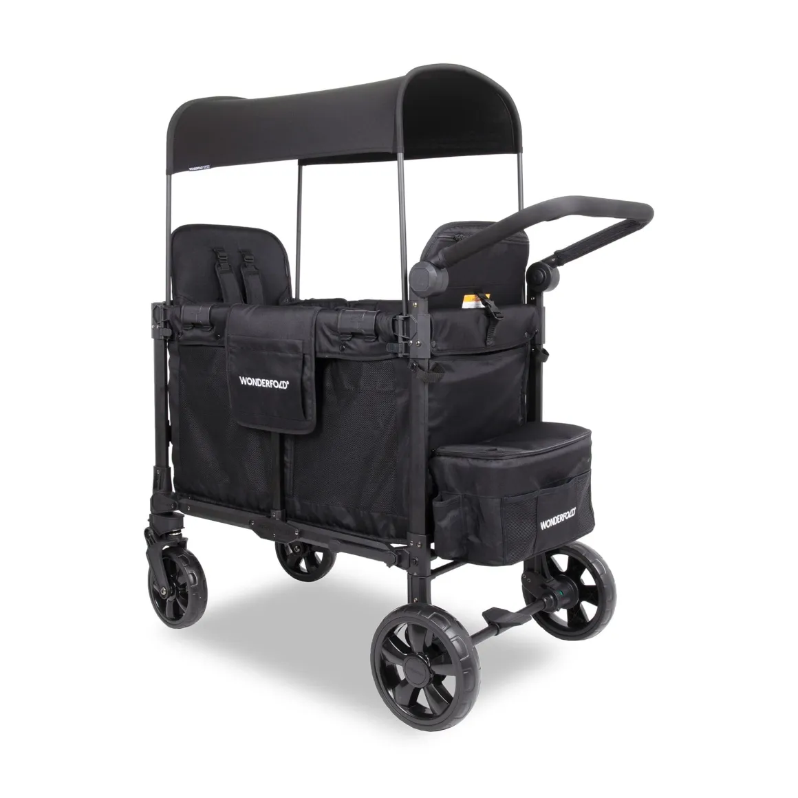WonderFold W2 Elite Pro (2 Seater) Double Stroller Wagon - Jet Black