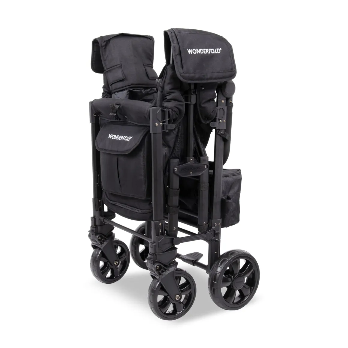 WonderFold W2 Elite Pro (2 Seater) Double Stroller Wagon - Jet Black