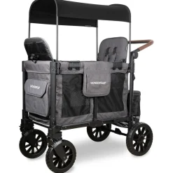 WonderFold W2 Luxe Pro (2 Seater) Double Seater Stroller Wagon - Charcoal Gray