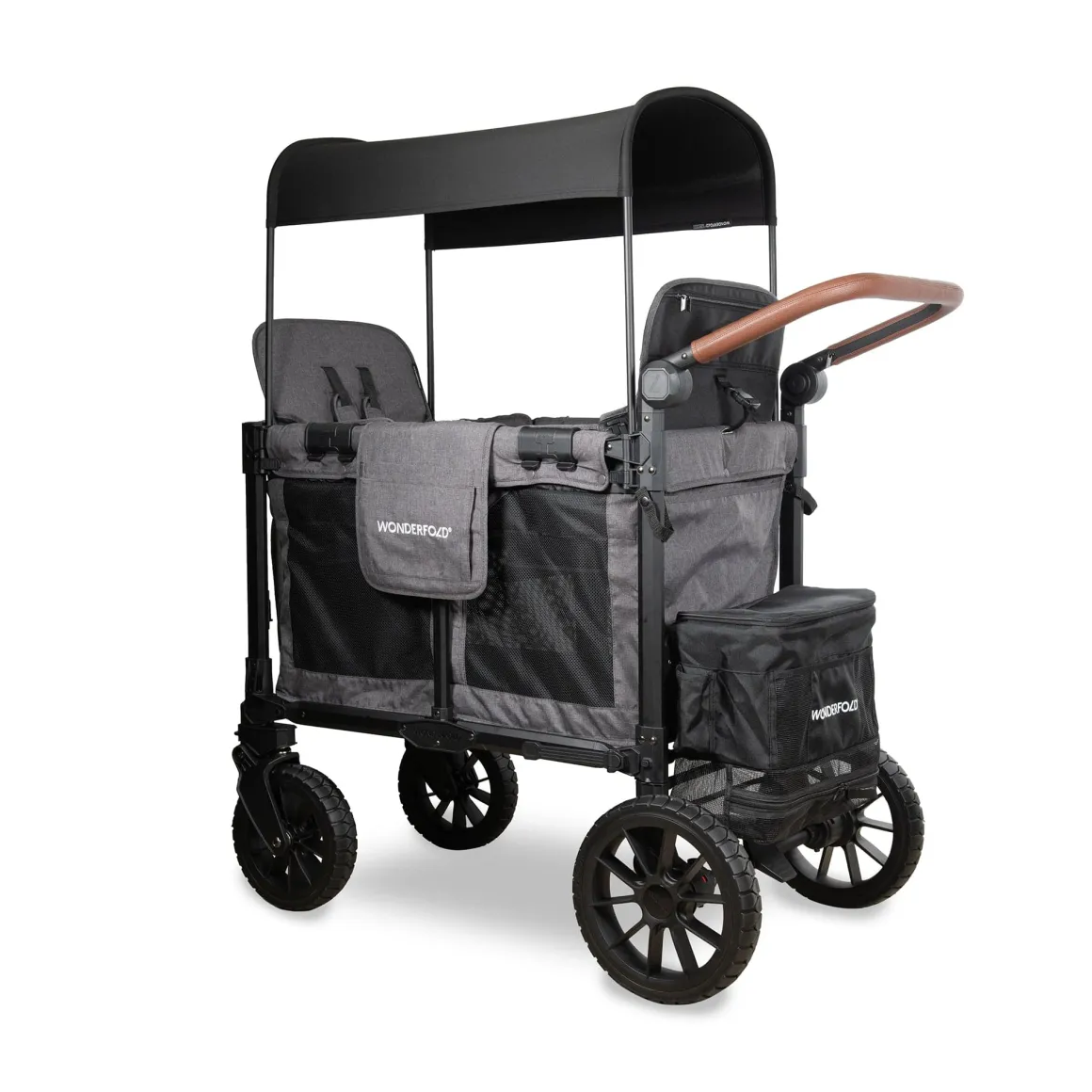 WonderFold W2 Luxe Pro (2 Seater) Double Seater Stroller Wagon - Charcoal Gray