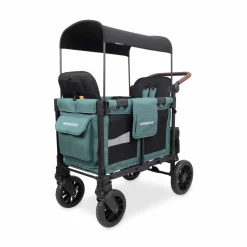 WonderFold W2 Luxe Pro (2 Seater) Double Seater Stroller Wagon - Hunter Green (Albee Exclusive)