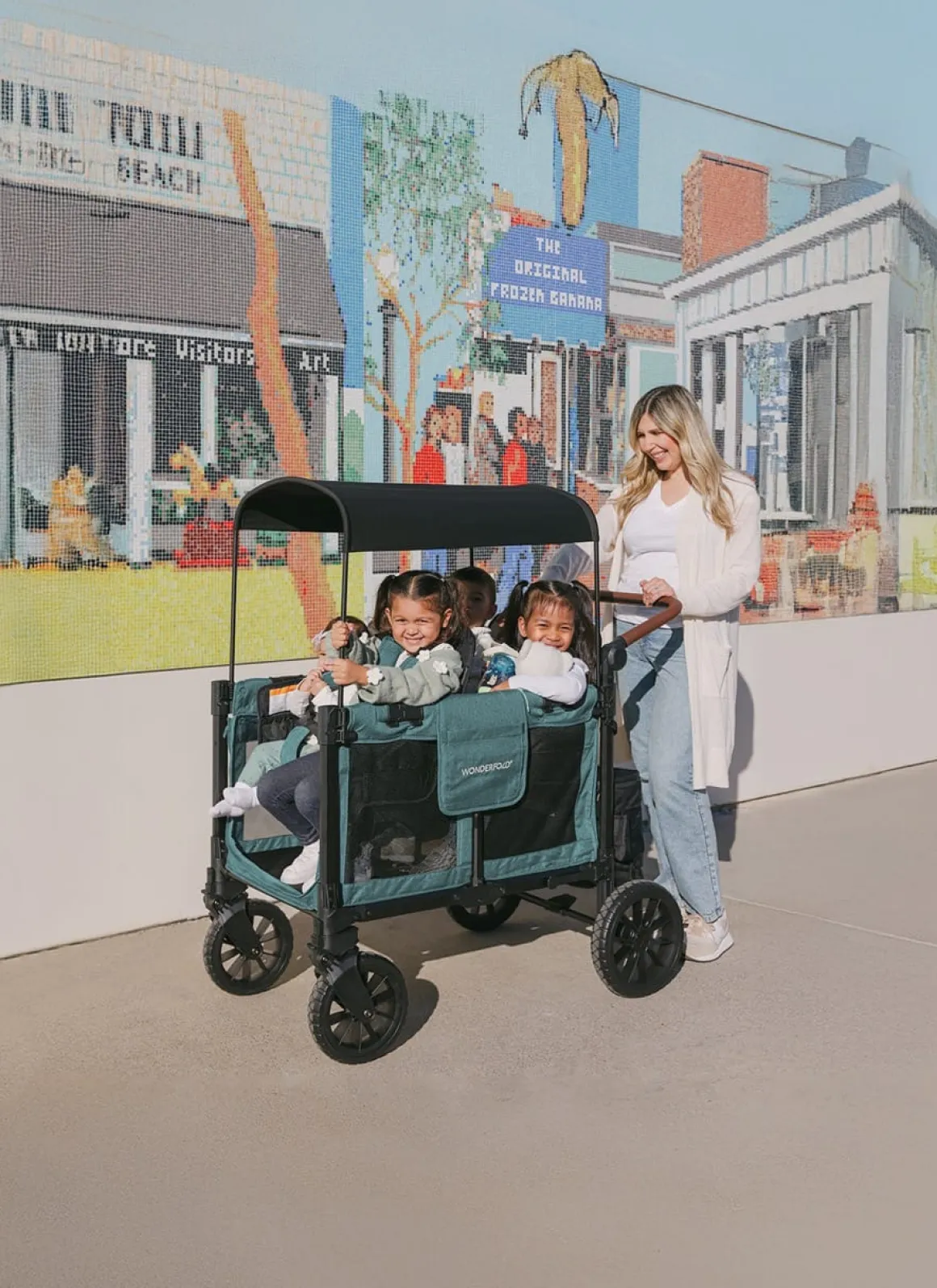 WonderFold W2 Luxe Pro (2 Seater) Double Seater Stroller Wagon - Hunter Green (Albee Exclusive)