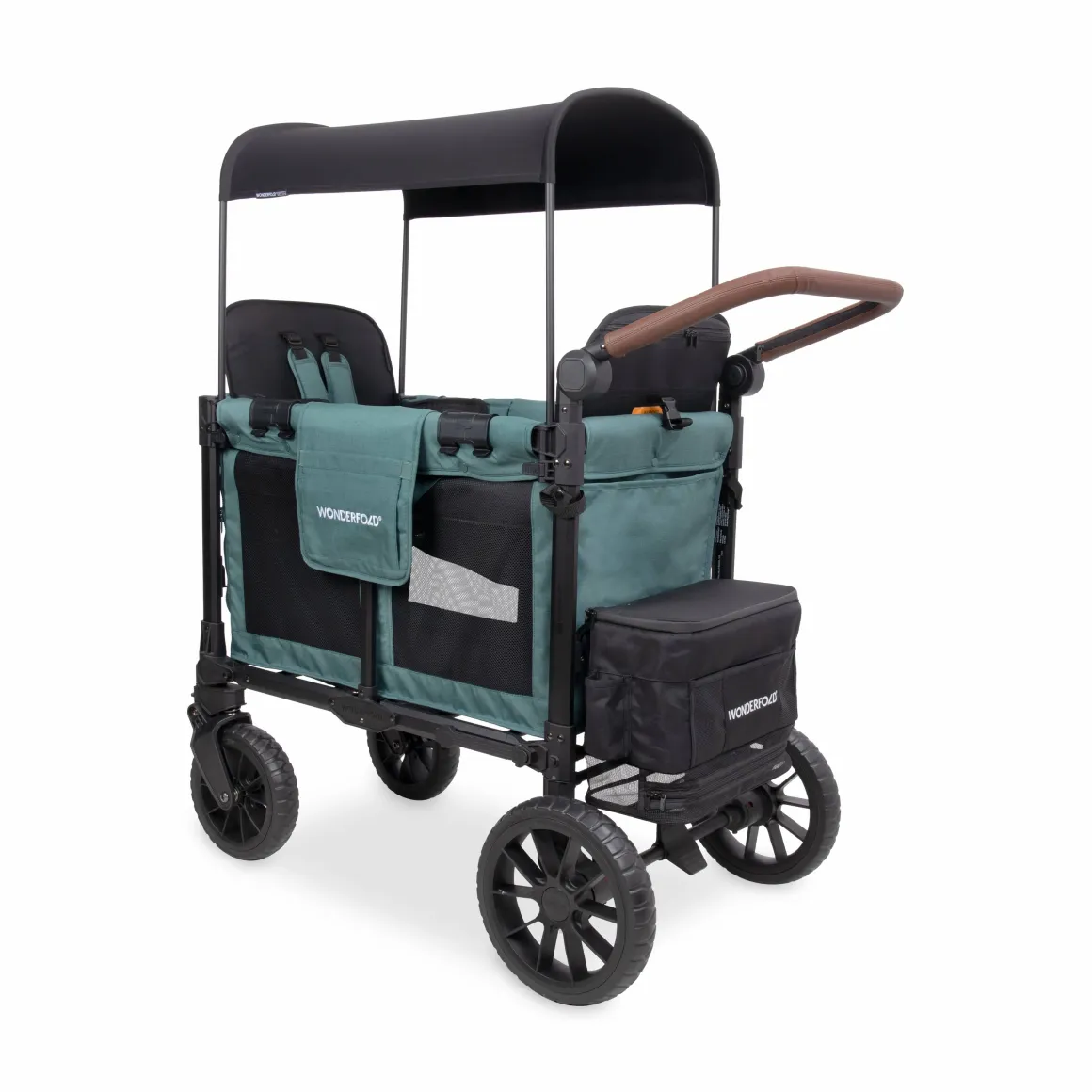 WonderFold W2 Luxe Pro (2 Seater) Double Seater Stroller Wagon - Hunter Green (Albee Exclusive)