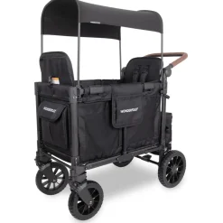 WonderFold W2 Luxe Pro (2 Seater) Double Seater Stroller Wagon - Jet Black