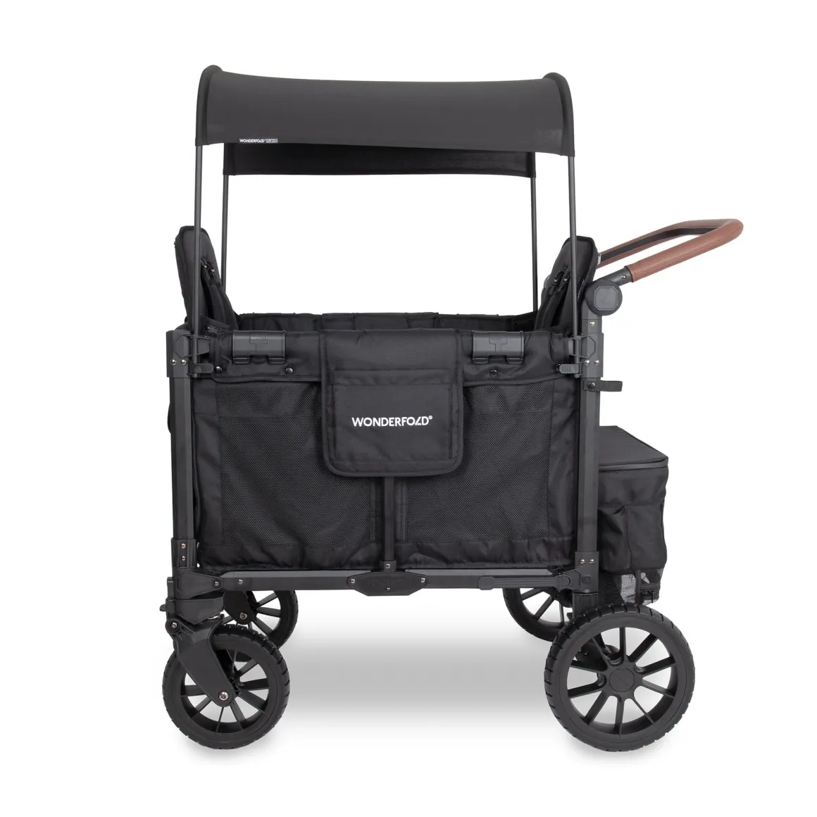 WonderFold W2 Luxe Pro (2 Seater) Double Seater Stroller Wagon - Jet Black