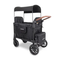 WonderFold W2 Luxe Pro (2 Seater) Double Seater Stroller Wagon - Jet Black