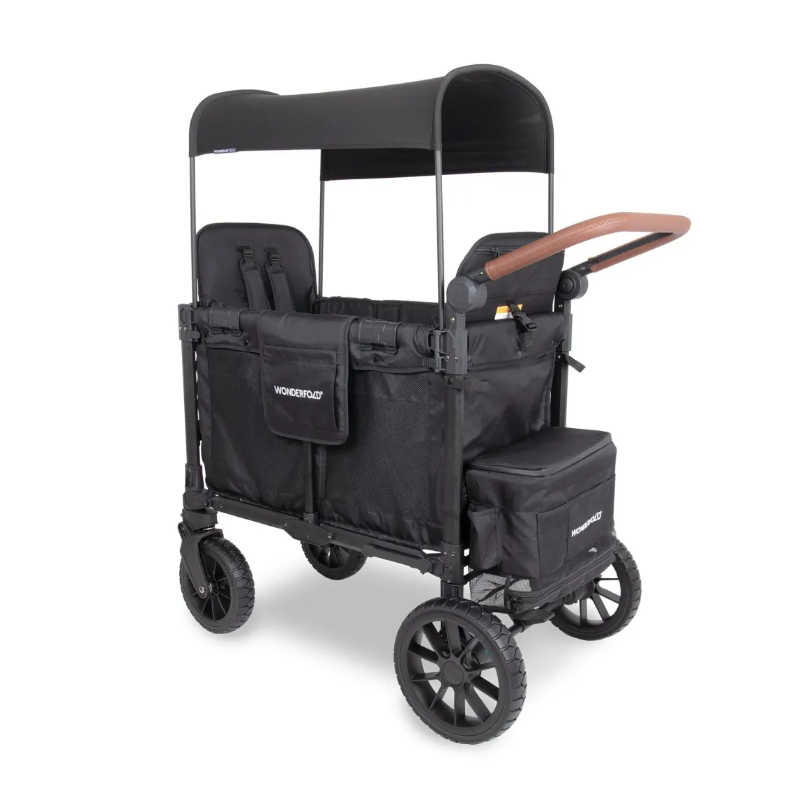 WonderFold W2 Luxe Pro (2 Seater) Double Seater Stroller Wagon - Jet Black